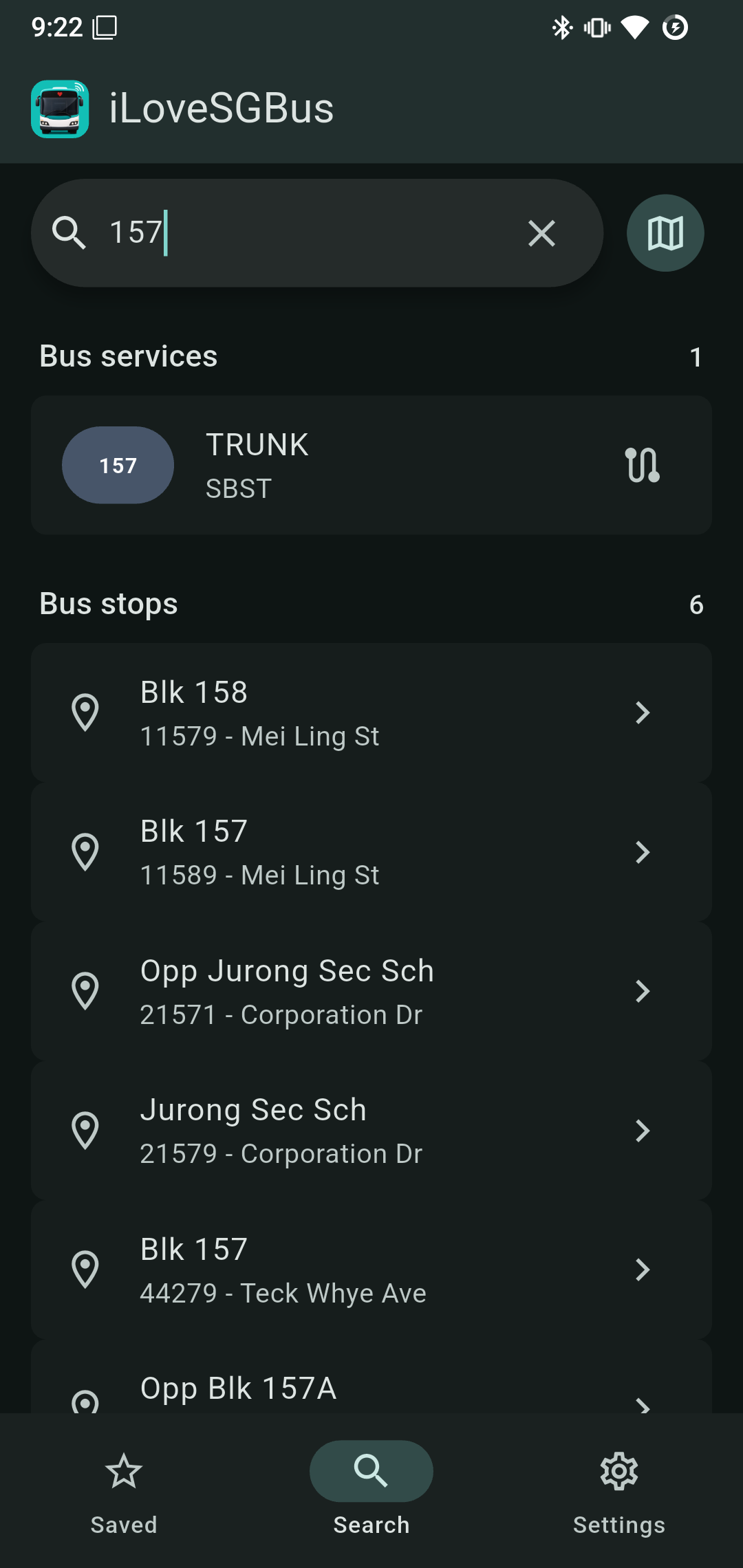 Search results screen